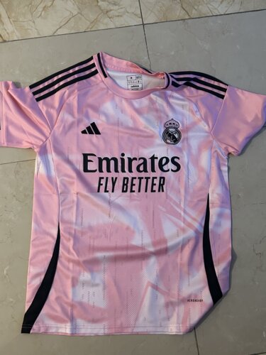 Click to view full screen 2425 Real Madrid Pink Fan Edition Jersey photo review